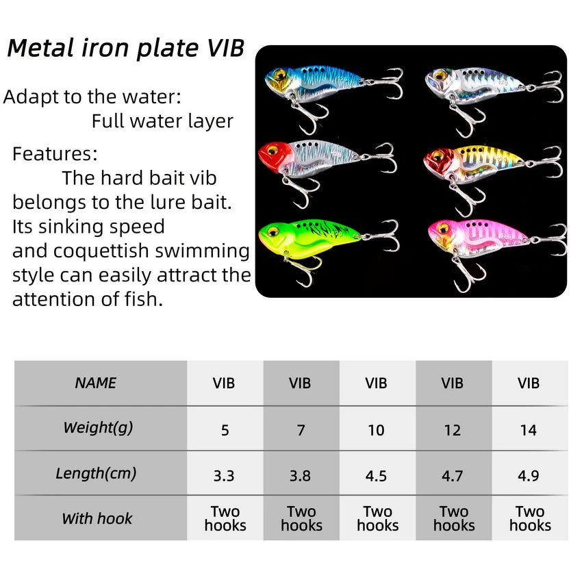 1Pcs Metal VIB vibration Bait Spinner Spoon Fishing Lures 5g 7g 10g 12g 14g Jigs Trout Winter Fishing Hard Baits Tackle Pesca