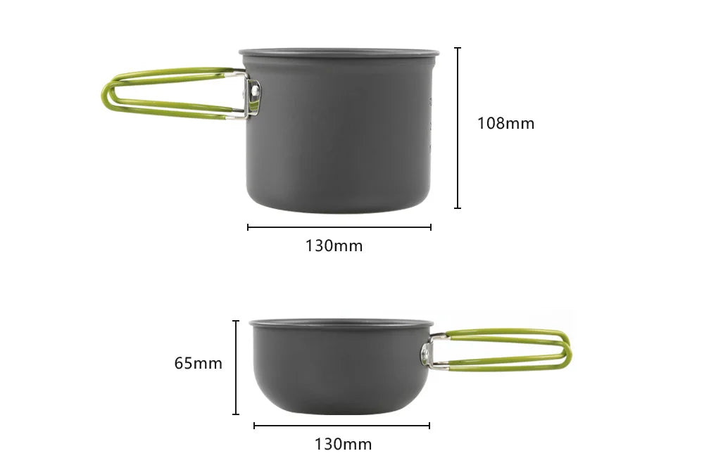 Camping Tableware Kit Outdoor Cookware Set Portable Pot Bowl Hiking Picnic Fishing Cooking Utensils Equipment Kitchen Supplies