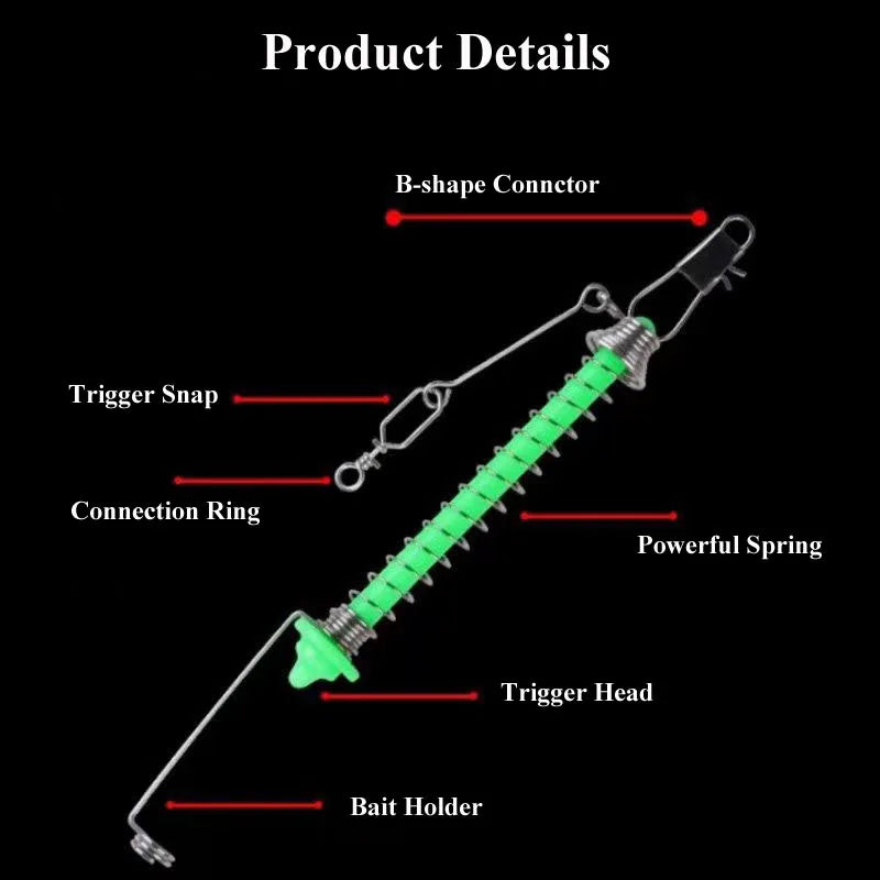 Automatic Fishing Spring Fish Hook Trigger Stainless Steel Bait Catch Fish Automatically Fish Trap Fishing Accessory Tackle FVIP