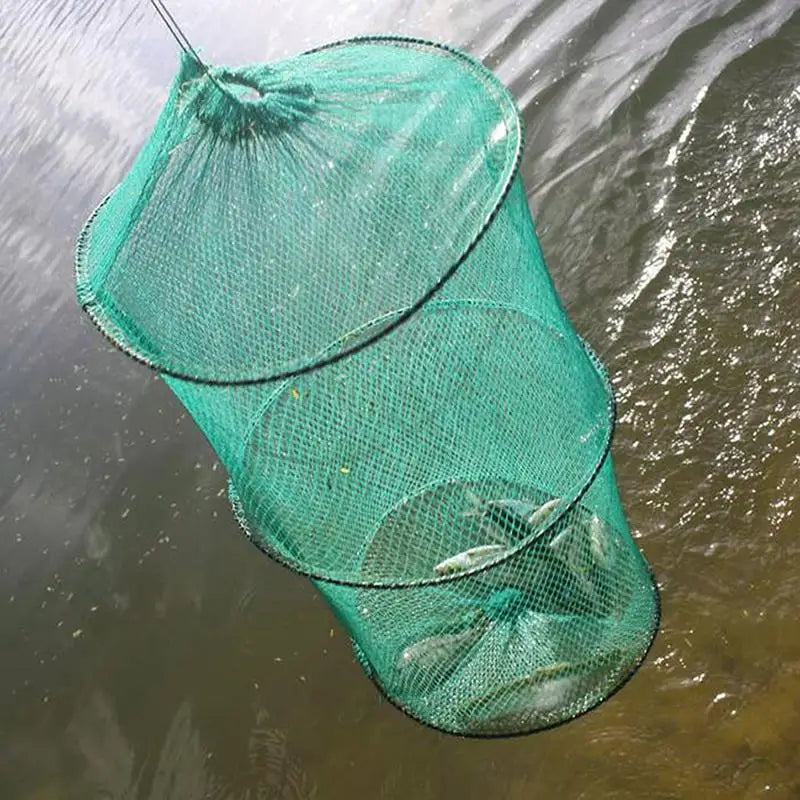 1pcs Folding Telescoping Quick-drying Nylon Mesh Fishing Basket Dip Nets Shrimp Cage Outdoor Fishing Tackle Gear For Fish J5A2