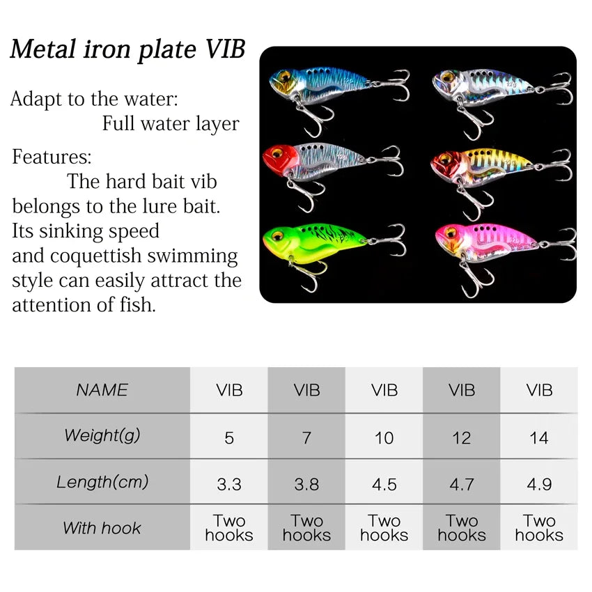 1Pcs Metal VIB vibration Bait Spinner Spoon Fishing Lures 5g 7g 10g 12g 14g Jigs Trout Winter Fishing Hard Baits Tackle Pesca
