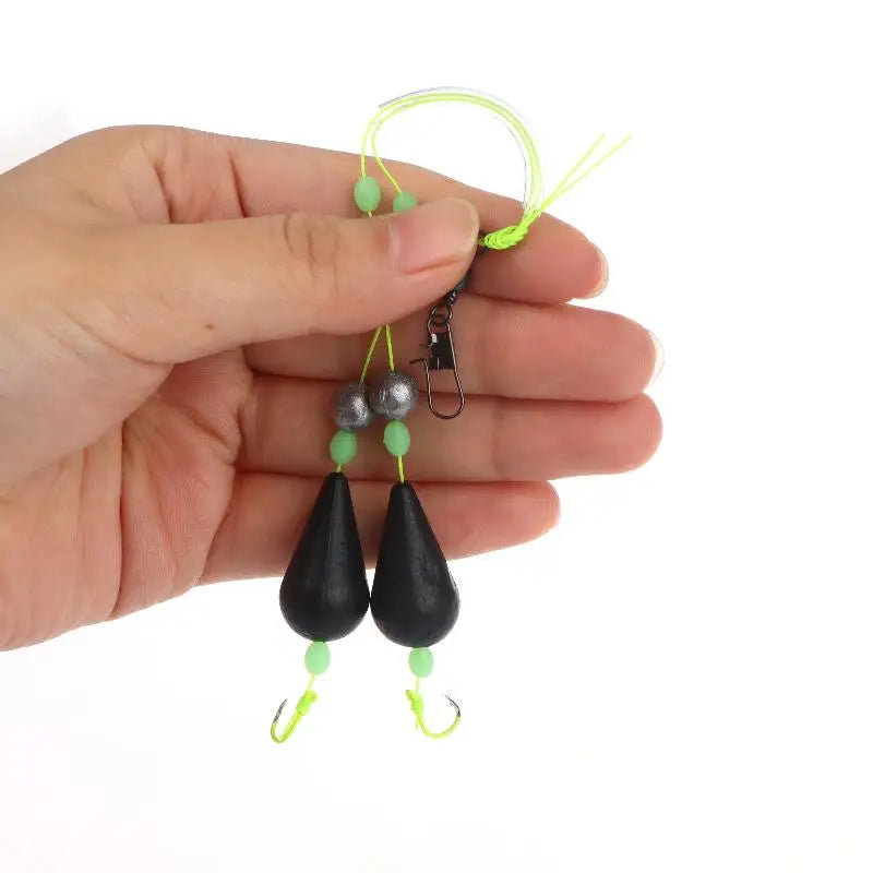 1Pcs Exceptional Bottom Reversed Twin Hook Fishing Bobber Set Perfect for Sea and River Angling