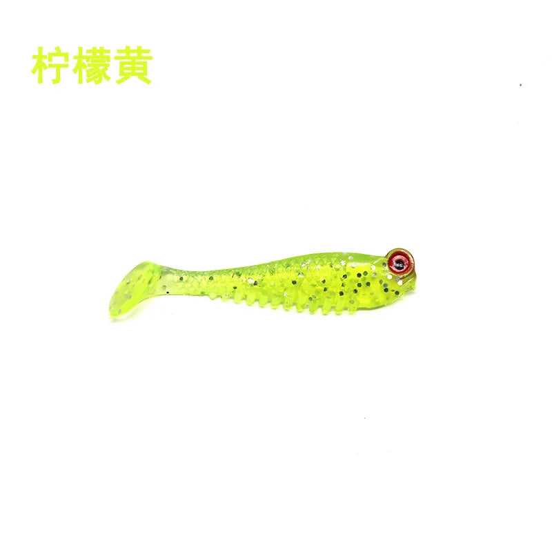 5pcs/bag 5cm 1.3g Luminescence Soft Lure Realistic T Tail Fish Imitation Bait for Fishing Tackle Gear Night Fishing Sea River
