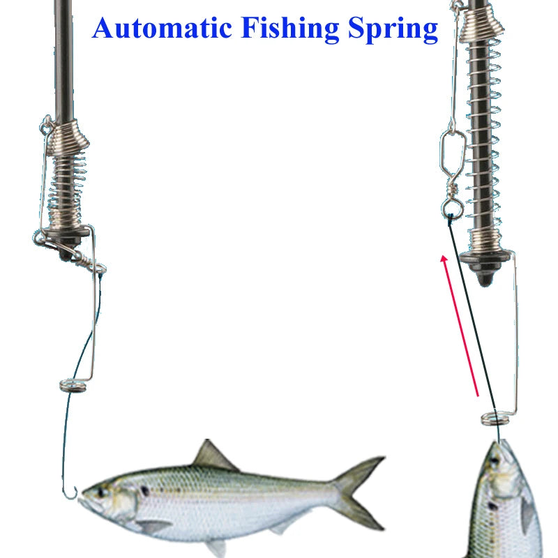 Automatic Fishing Spring Fish Hook Trigger Stainless Steel Bait Catch Fish Automatically Fish Trap Fishing Accessory Tackle FVIP