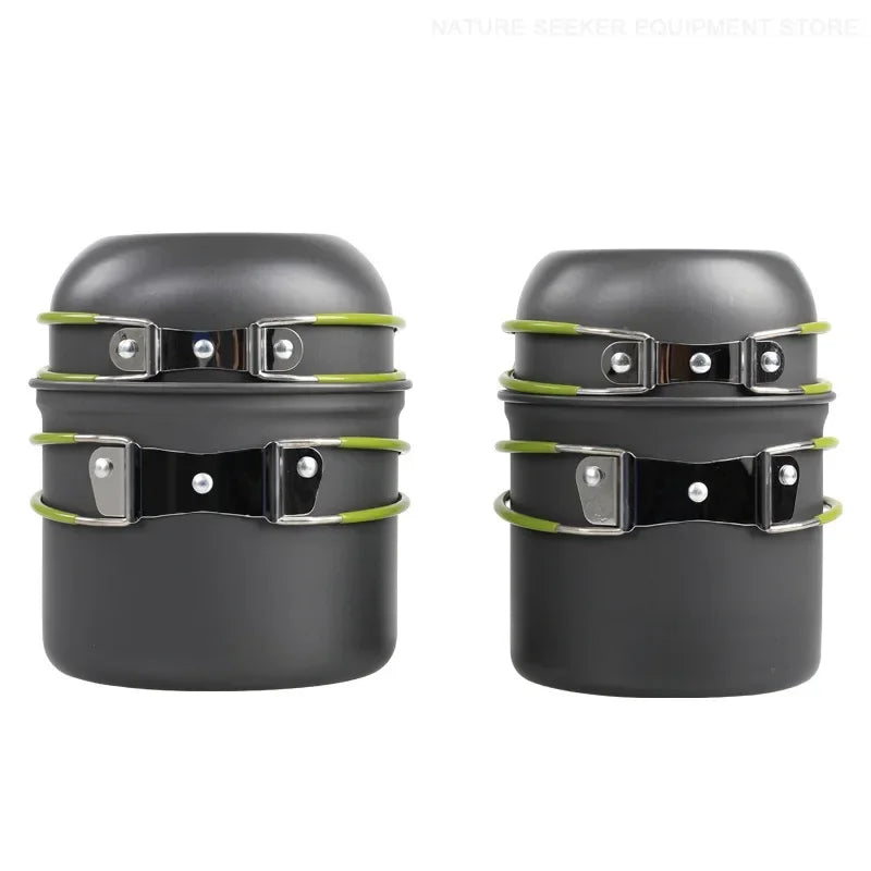 Camping Tableware Kit Outdoor Cookware Set Portable Pot Bowl Hiking Picnic Fishing Cooking Utensils Equipment Kitchen Supplies