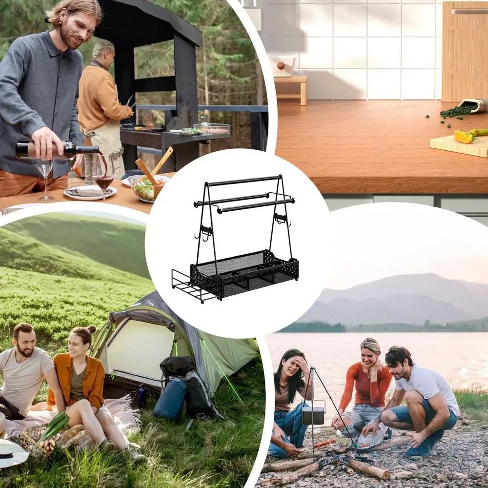 Grill Caddy For Outdoor Grill Camping Utensils Storage Caddy Barbecue Tool Caddy Camping Must-Haves Storage Caddy For Camping