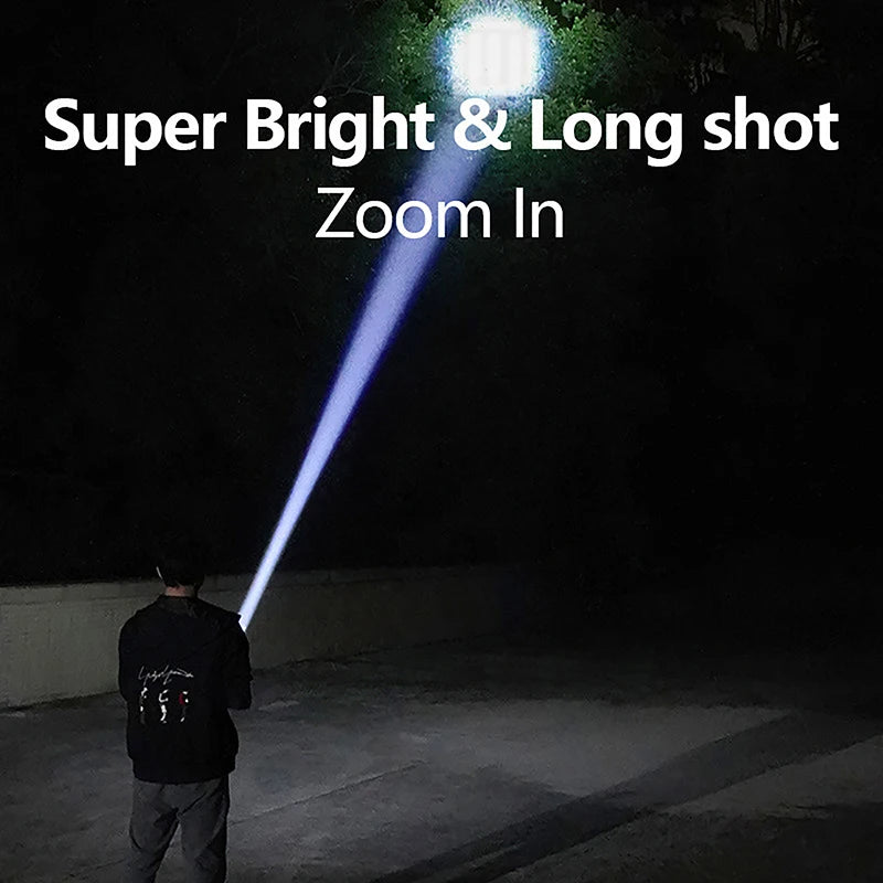 Camping Must-Have - Rechargeable LED Flashlight with Lantern Mode, Super Bright XPE, Built-in Hook for Hands-Free Use Anywhere