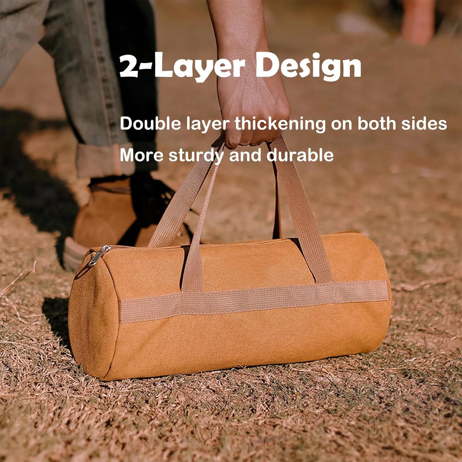 2026 New Travel Essential Camping Kit Cylinder Handheld Nail Bag Portable Organizing Bag Tent Nail Storage Bag