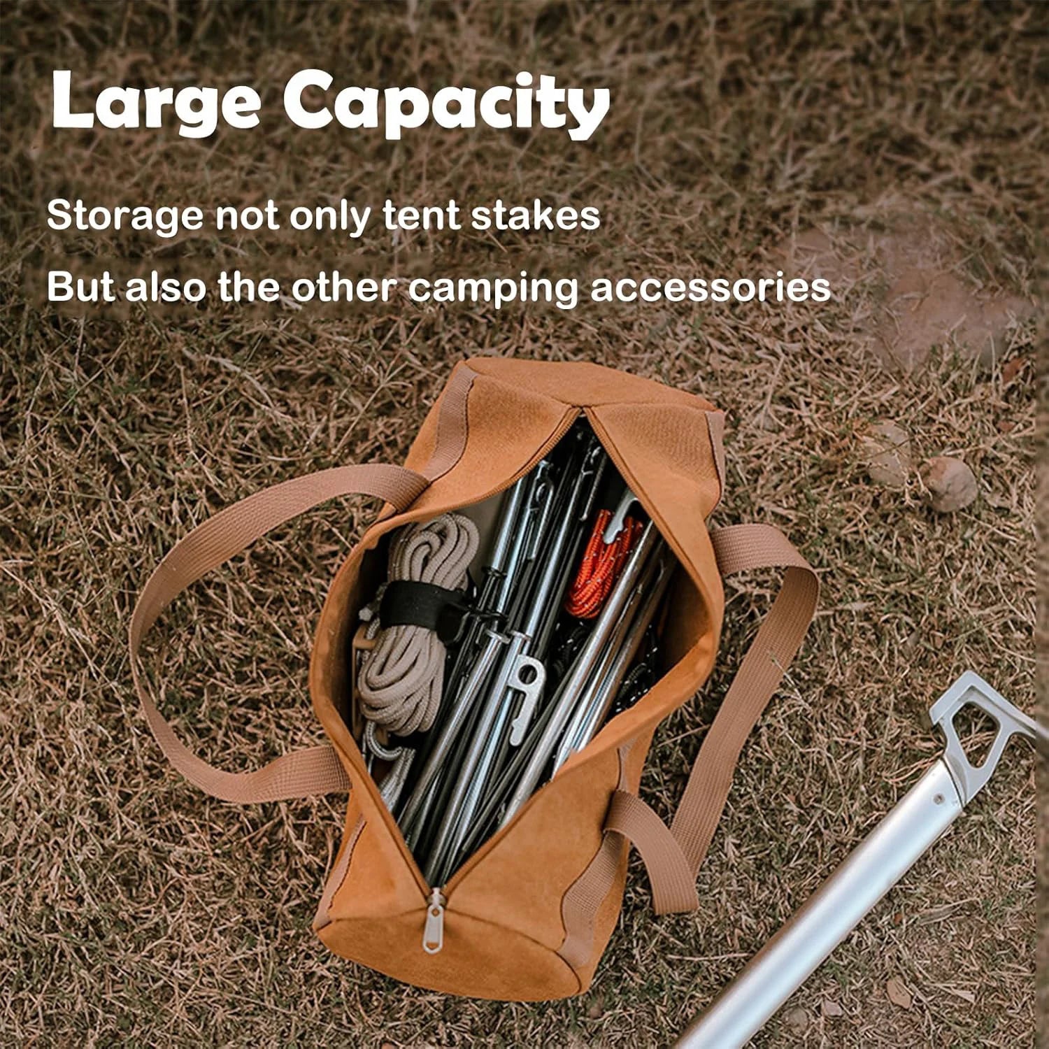 2026 New Travel Essential Camping Kit Cylinder Handheld Nail Bag Portable Organizing Bag Tent Nail Storage Bag