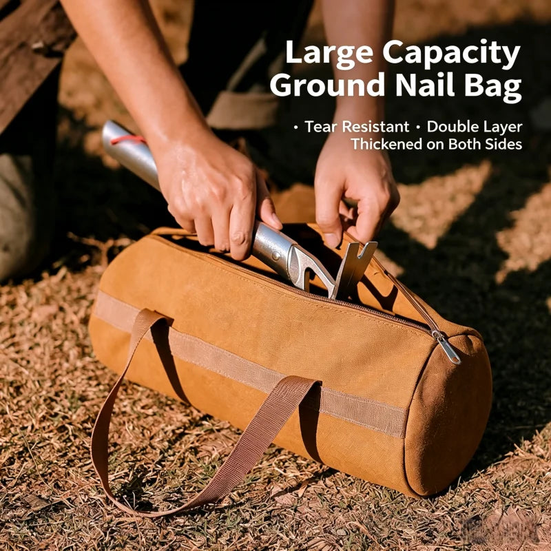 2026 New Travel Essential Camping Kit Cylinder Handheld Nail Bag Portable Organizing Bag Tent Nail Storage Bag