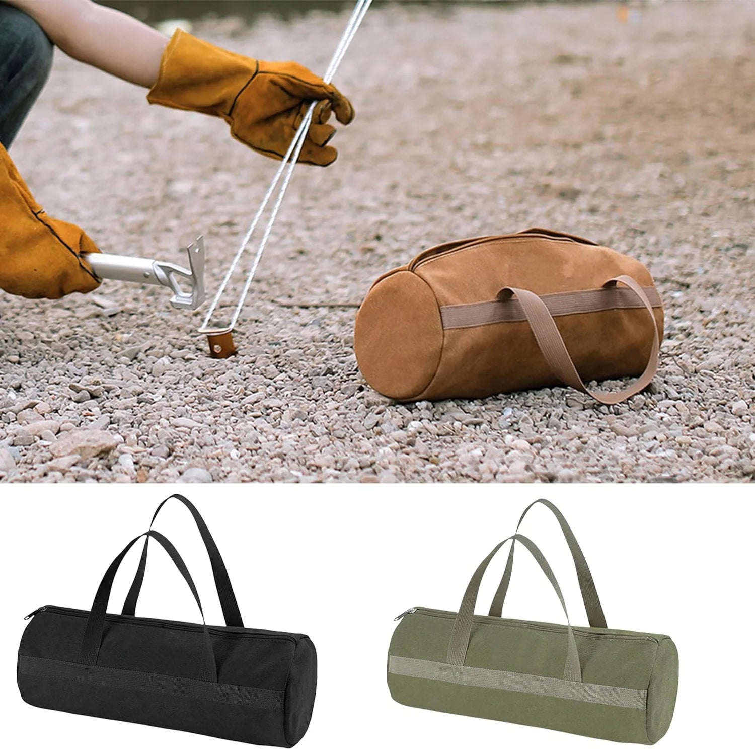 2026 New Travel Essential Camping Kit Cylinder Handheld Nail Bag Portable Organizing Bag Tent Nail Storage Bag