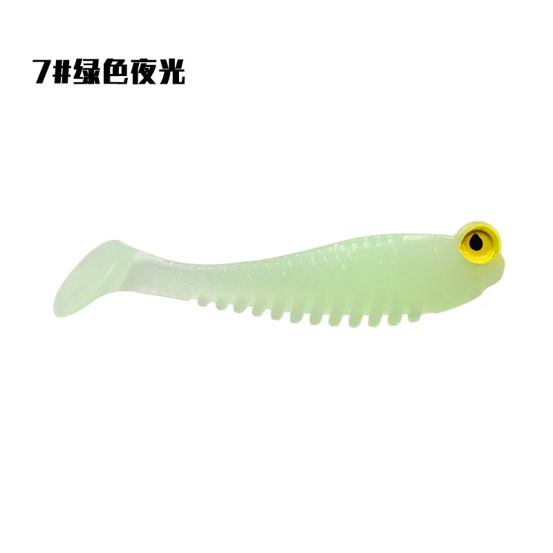 5pcs/bag 5cm 1.3g Luminescence Soft Lure Realistic T Tail Fish Imitation Bait for Fishing Tackle Gear Night Fishing Sea River