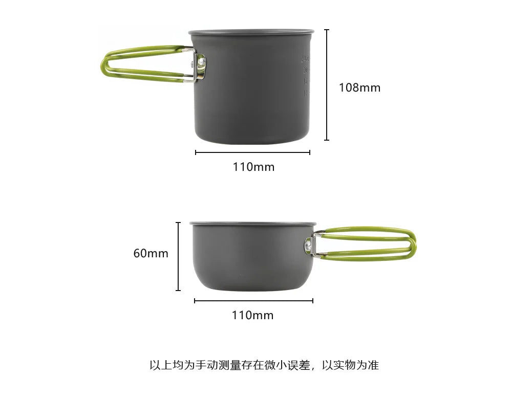 Camping Tableware Kit Outdoor Cookware Set Portable Pot Bowl Hiking Picnic Fishing Cooking Utensils Equipment Kitchen Supplies