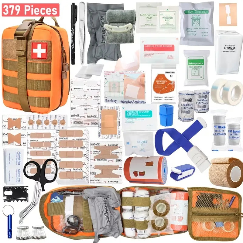379pcs Camping First Aid Kit Portable Emergency Bag,Survival Carry-On for Outdoor Activities, Camping, Hunting, Hiking