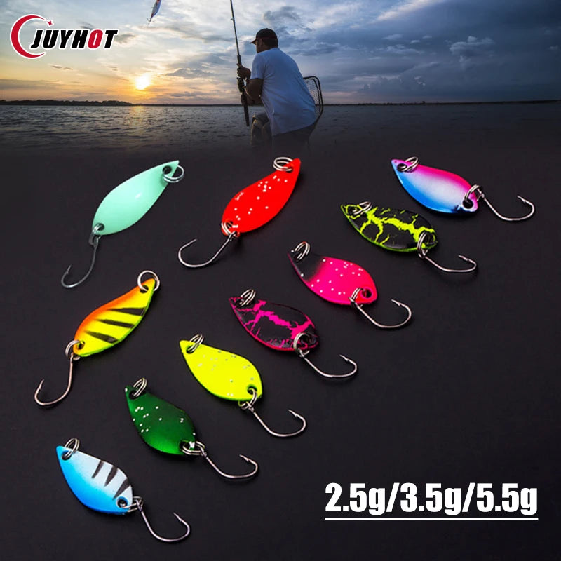 2.5g 3.5g 5.5g Spinner Spoon Fishing Lure Metal Rotating Sequins Wobbler Treble Hook Artificial Bait Carp Bass Pesca Tackle