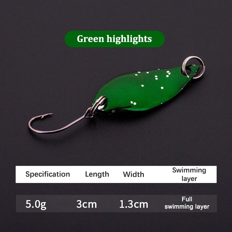 2.5g 3.5g 5.5g Spinner Spoon Fishing Lure Metal Rotating Sequins Wobbler Treble Hook Artificial Bait Carp Bass Pesca Tackle