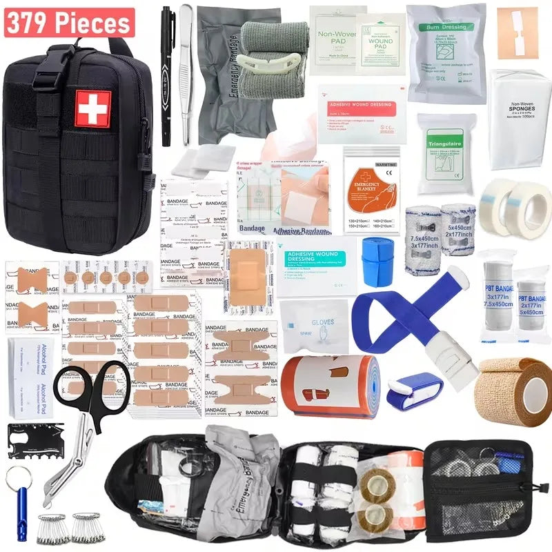 379pcs Camping First Aid Kit Portable Emergency Bag,Survival Carry-On for Outdoor Activities, Camping, Hunting, Hiking